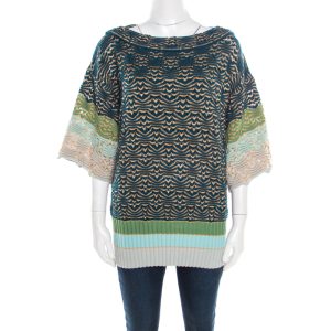 Missoni Multicolor Chunky Perforated Knit Boat Neck Sweater M, Sweaters & Cardigans - Luxury Closet catalog