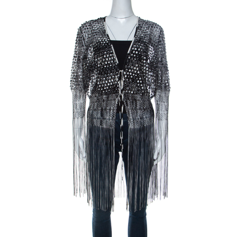 Missoni Monochrome Crochet Knit Lace Trim Fringed Cardigan L, Sweaters & Cardigans - Luxury Closet catalog