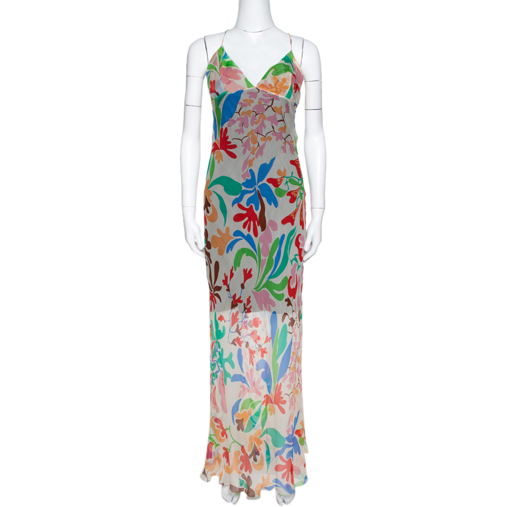 Missoni Cream Floral Print Crepe Sheer Maxi Dress M, Dresses - Luxury Closet catalog