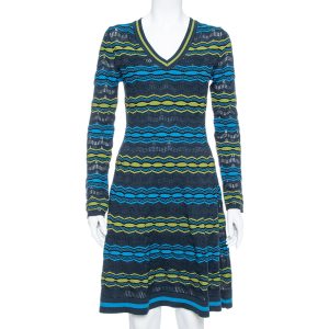 M Missoni Multicolor Perforated Knit Fit & Flare Midi Dress M, Dresses - Luxury Closet catalog