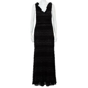 Missoni Black Lurex Knit Ruffled Neck Sleeveless Maxi Dress M, Dresses - Luxury Closet catalog