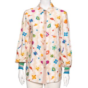 Missoni Cream Printed Crepe & Knit Trim Detailed Button Front Shirt M, Shirts & Tops - Luxury Closet catalog