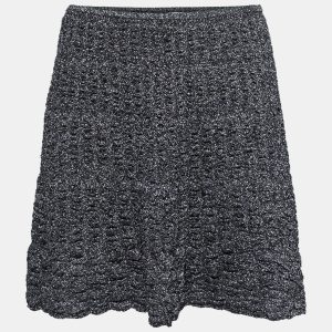 M Missoni Metallic Grey Lurex Knit Textured Flared Skirt S, Skirts - Luxury Closet catalog