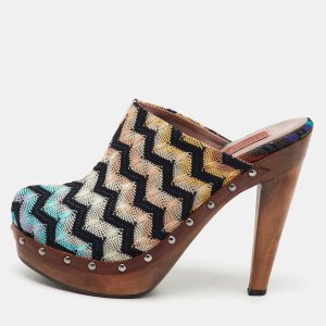 Missoni Multicolor Knit Fabric Platform Clogs Size 39, Sandals - Luxury Closet catalog
