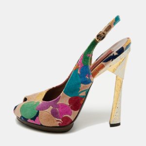 Missoni Multicolor Velvet Peep Toe Slingback Sandals Size 39.5, Pumps - Luxury Closet catalog