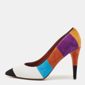 Missoni Multicolor Leather and Suede Colorblock Pointed Toe Pumps Size 39, Pumps - Luxury Closet catalog