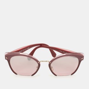 Miu Miu Burgundy Mirrored SMU 53T Cat Eye Sunglasses, Sunglasses - Luxury Closet catalog
