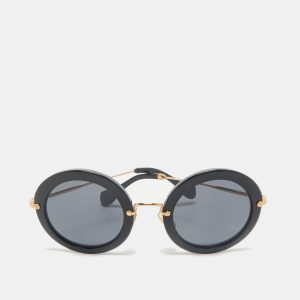 Miu Miu Black SMU13N Frame Round Sunglasses, Sunglasses - Luxury Closet catalog