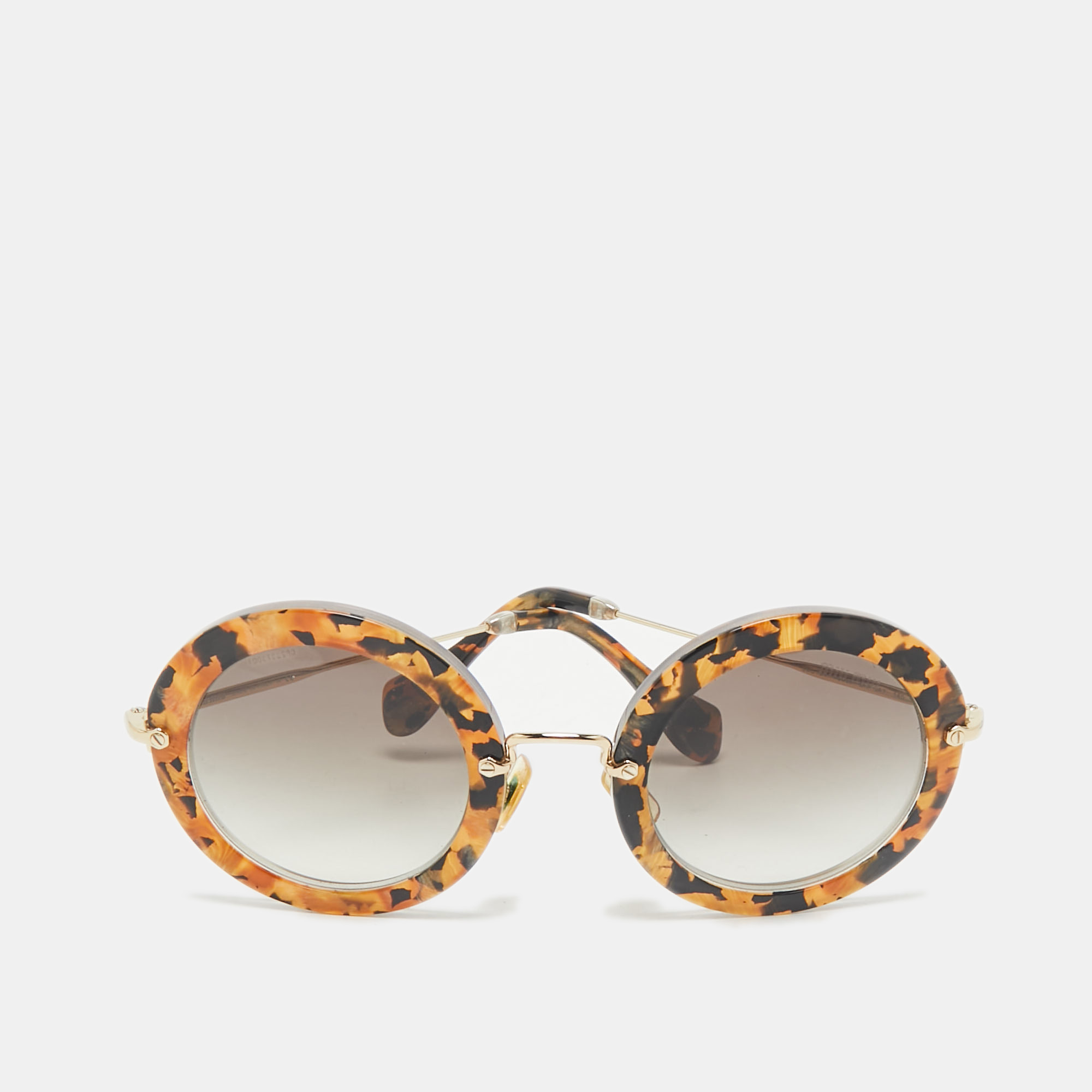 Miu Miu Tortoise Brown/Grey Gradient SMU13N Frame Round Sunglasses, Sunglasses - Luxury Closet catalog