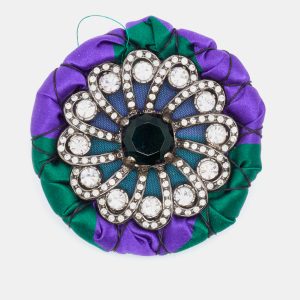 Miu Miu Purple & Green Satin Crystal Embellished Round Brooch, Jewelry - Luxury Closet catalog