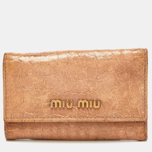 Miu Miu Dusty Pink Croc Embossed Leather Key Holder, Luggage Accessories - Luxury Closet catalog