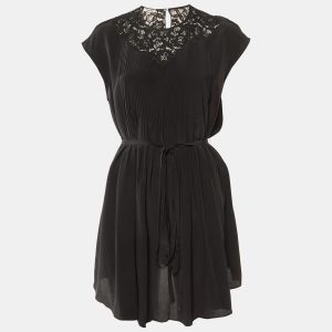 Miu Miu Black Silk & Lace Insert Pintuck Detail Mini Dress M, Dresses - Luxury Closet catalog