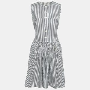Miu Miu Black/White Striped Cotton Crystal Embellished Dropwaist Dress M, Dresses - Luxury Closet catalog