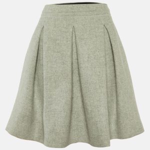 Miu Miu Grey Wool Pleated Mini Skirt L, Skirts - Luxury Closet catalog