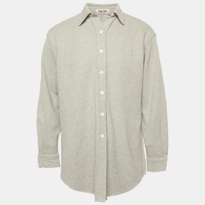 Miu Miu Grey Logo Embroidery Cotton Knit Oversized Shirt S, Shirts & Tops - Luxury Closet catalog