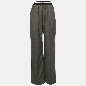 Miu Miu Grey Logo Ribbed Waistband Wool Trousers S, Clothing - Luxury Closet catalog