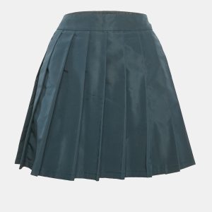 Miu Miu Teal Blue Silk Blend Pleated Mini Skirt S, Skirts - Luxury Closet catalog