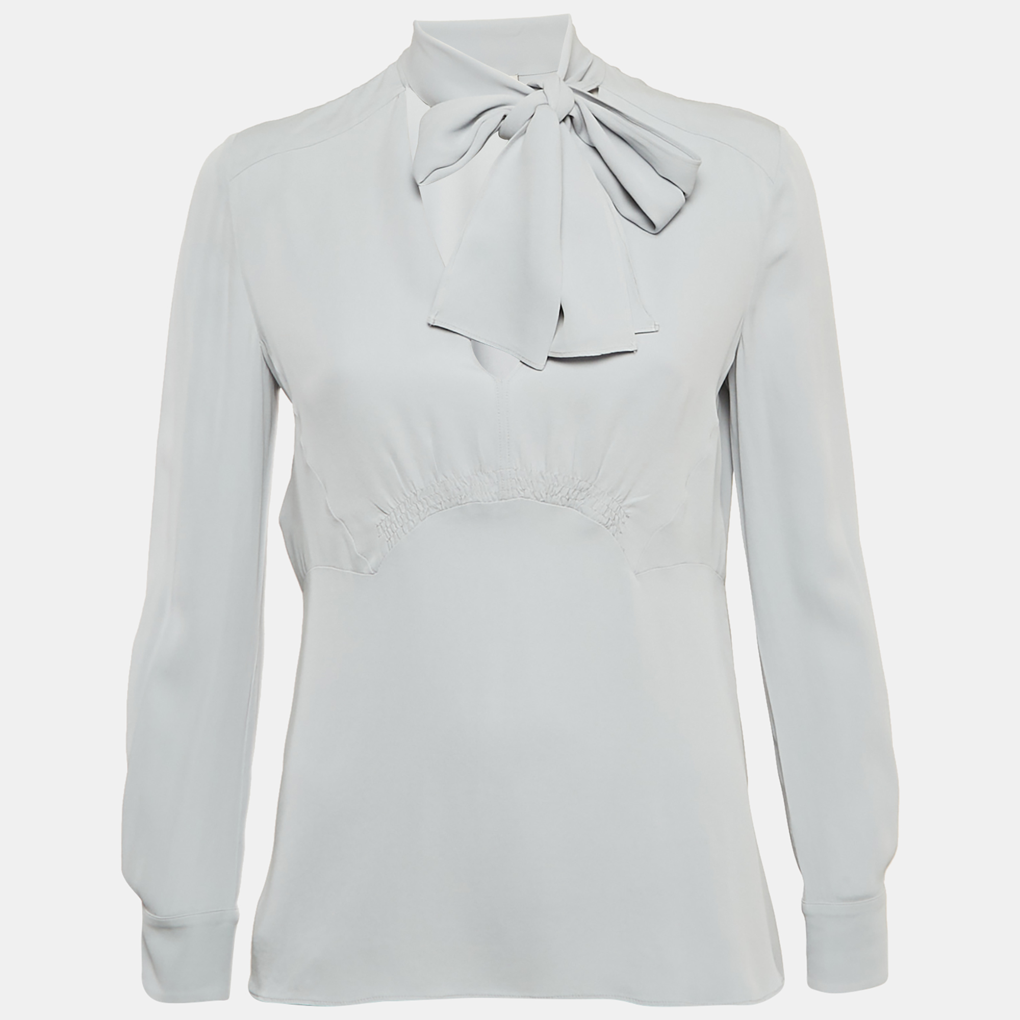 Miu Miu Grey Silk Neck Tie Detil Top S, Shirts & Tops - Luxury Closet catalog