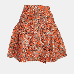 Miu Miu Orange Printed Silk Pleated Mini Skirt S, Skirts - Luxury Closet catalog