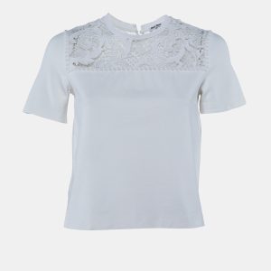Miu Miu White Knit & Lace Top S, Shirts & Tops - Luxury Closet catalog