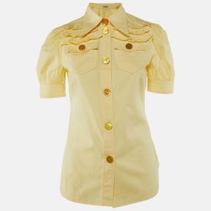 Miu Miu Yellow Cotton Ruffled Button Front Shirt S, Shirts & Tops - Luxury Closet catalog