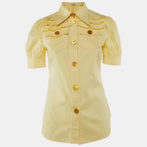 Miu Miu Yellow Cotton Ruffled Button Front Shirt XS, Shirts & Tops - Luxury Closet catalog