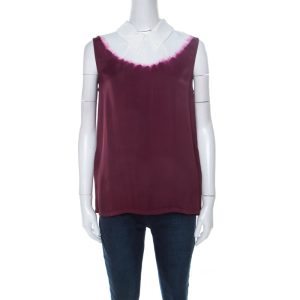 Miu Miu Burgundy White Ombre Coated Satin Sleeveless Top M, Shirts & Tops - Luxury Closet catalog