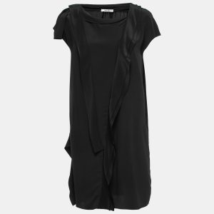 Miu Miu Black Crepe Tie Neck Ruffled Short Dress XS, Dresses - Luxury Closet catalog