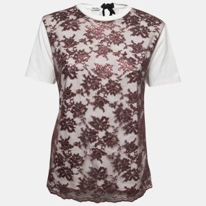 Miu Miu White Cotton Knit Lace Detail T-Shirt L, Shirts & Tops - Luxury Closet catalog