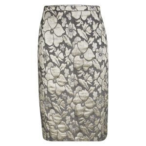 Miu Miu Grey Floral Lurex Jacquard Knee Length Skirt M, Skirts - Luxury Closet catalog