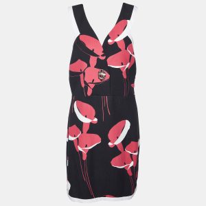Miu Miu Black Floral Print Cady Turn Lock Detail Sleeveless Dress M, Dresses - Luxury Closet catalog