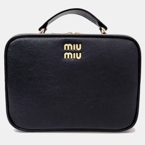 Miu Miu Black Leather Top Handle Bag, Tote Handbags - Luxury Closet catalog