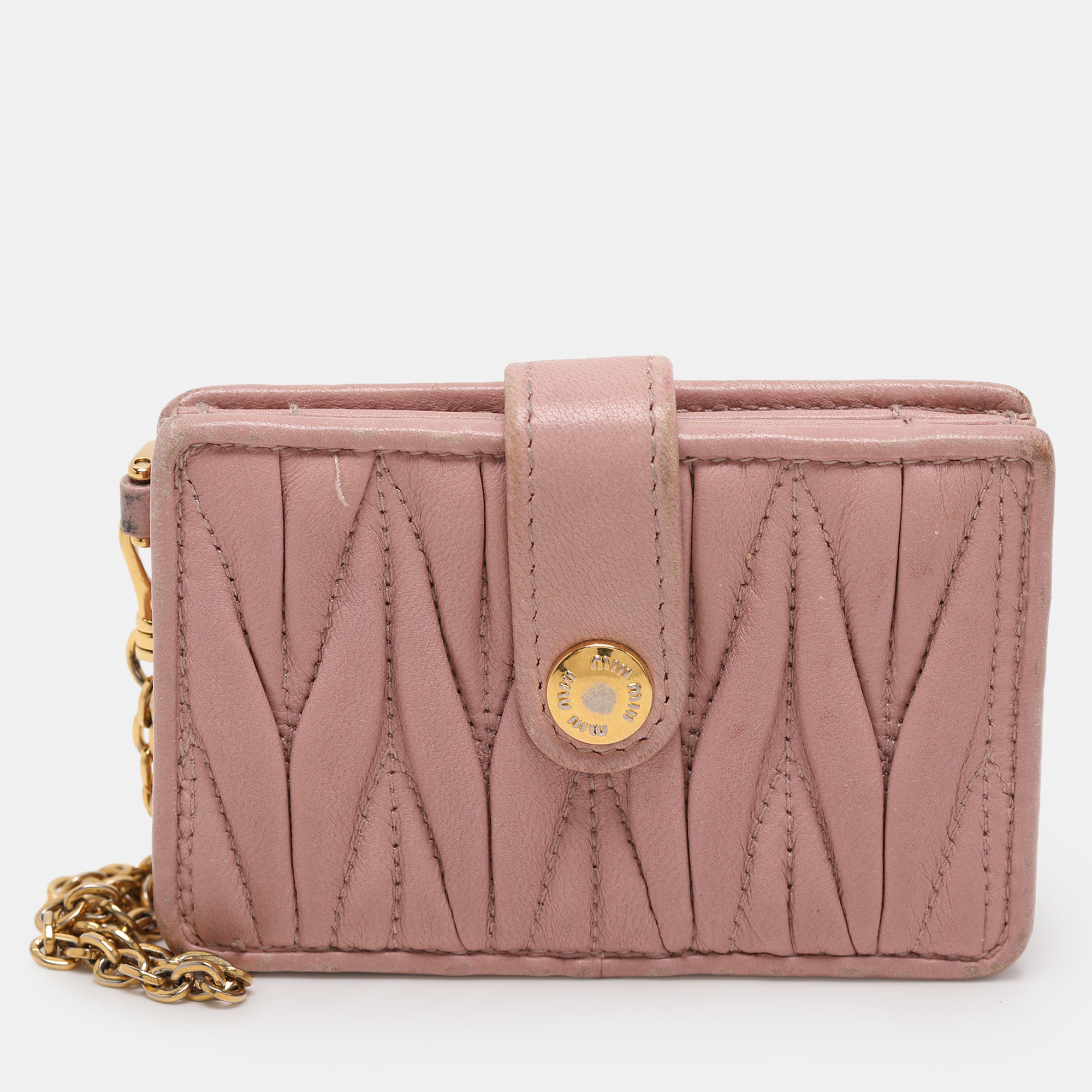Miu Miu Blush Pink Matelasse Leather Card Holder, Wallets & Money Clips - Luxury Closet catalog