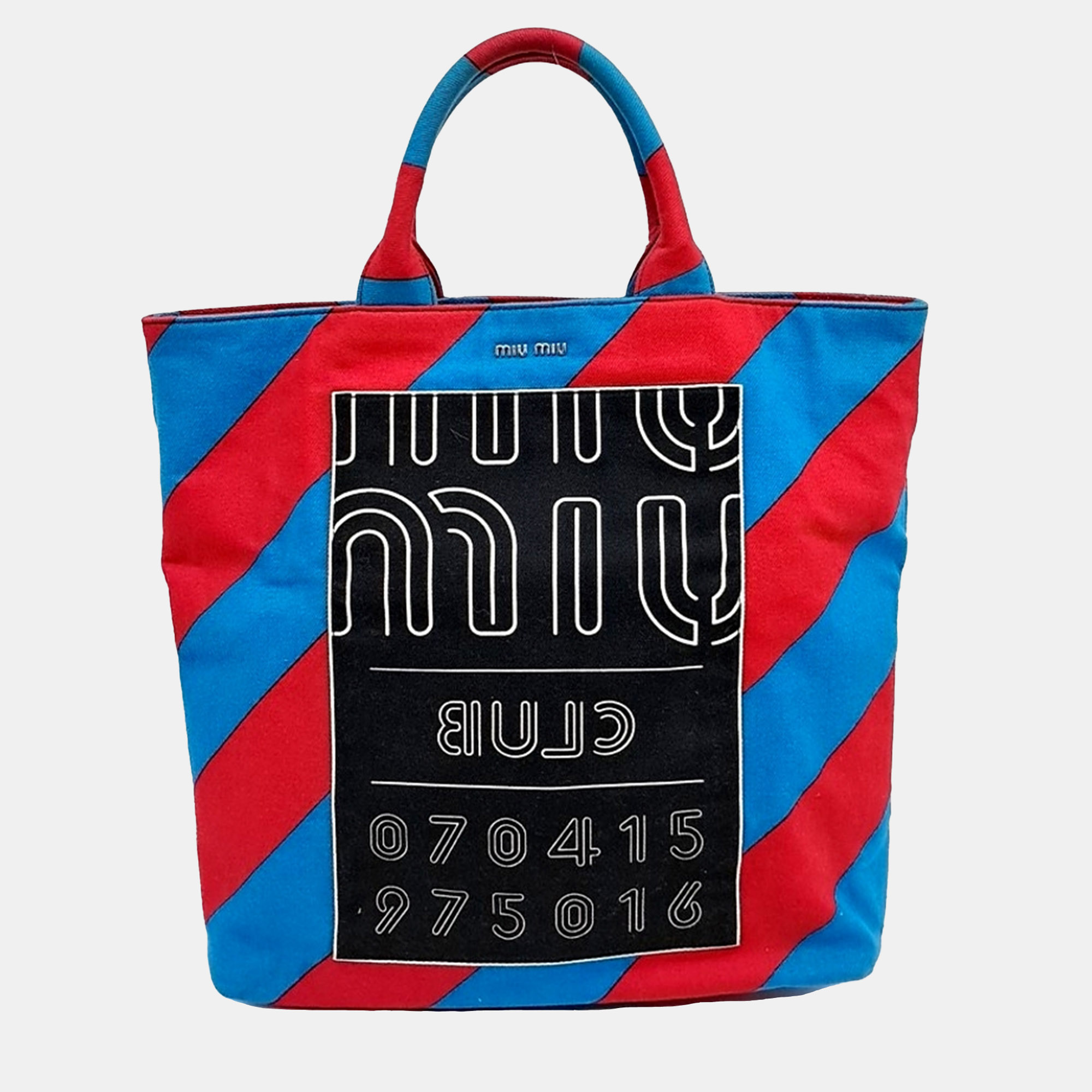 Miu Miu Blue Multicolor Red Fabric Miu Miu Blue/Red/Multicolor Fabric tote bag, Tote Handbags - Luxury Closet catalog
