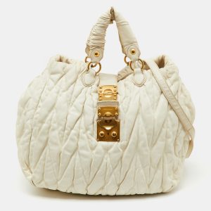 Miu Miu Cream Matelasse Leather Shopper Tote, Tote Handbags - Luxury Closet catalog