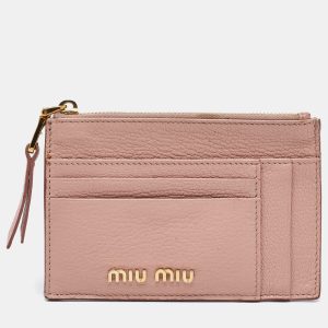 Miu Miu Light Pink Leather Madras Zip Card Case, Wallets & Money Clips - Luxury Closet catalog