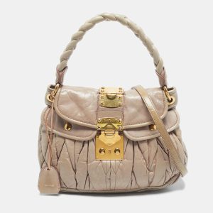 Miu Miu Pink Matelass&eacute; Lux Leather Small Coffer Hobo, Shoulder Bags - Luxury Closet catalog