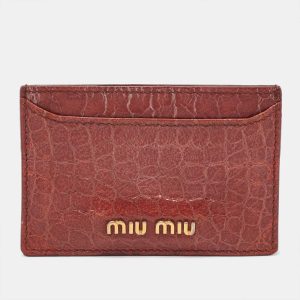 Miu Miu Brown Crackle Leather Card Holder, Wallets & Money Clips - Luxury Closet catalog