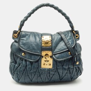 Miu Miu Navy Blue Matelasse Lux Leather Small Coffer Hobo, Shoulder Bags - Luxury Closet catalog