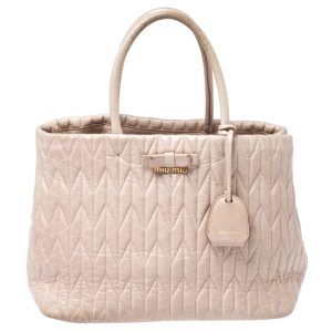 Miu Miu Beige Metalasse Leather Covertible Tote, Tote Handbags - Luxury Closet catalog