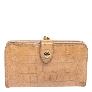 Miu Miu Beige Croc Embossed Leather Long Wallet, Wallets & Money Clips - Luxury Closet catalog