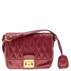 Miu Miu Red Quilted Leather Pushlock Flap Shoulder Bag, Handbags - Luxury Closet catalog