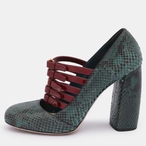 Miu Miu Green/Red Python and Patent Leather Mary Jane Pumps Size 39.5, Pumps - Luxury Closet catalog