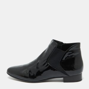 Miu Miu Black Patent Leather Ankle Length Boots Size 41.5, Boots - Luxury Closet catalog