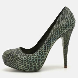 Miu Miu Green Python Platform Pumps Size 37.5, Pumps - Luxury Closet catalog