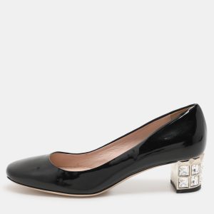 Miu Miu Black Patent Leather Embellished Pumps Size 36.5, Pumps - Luxury Closet catalog
