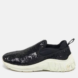 Miu Miu Black Sequins and Neoprene Slip On Sneakers Size 39, Athletic Shoes & Sneakers - Luxury Closet catalog