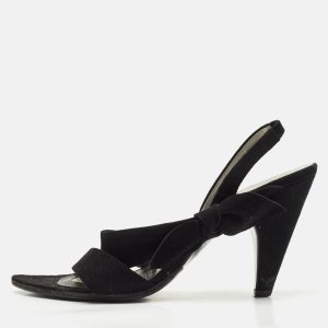 Miu Miu Black Suede Bow Strappy Slingback Sandals Size 38, Sandals - Luxury Closet catalog