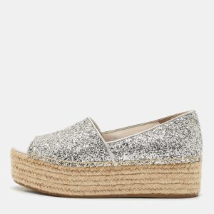 Miu Miu Silver Glitter Platform Espadrille Flats Size 39, Flats - Luxury Closet catalog