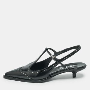 Miu Miu Black Leather Pointed Toe Slingback Pumps Size 39, Pumps - Luxury Closet catalog